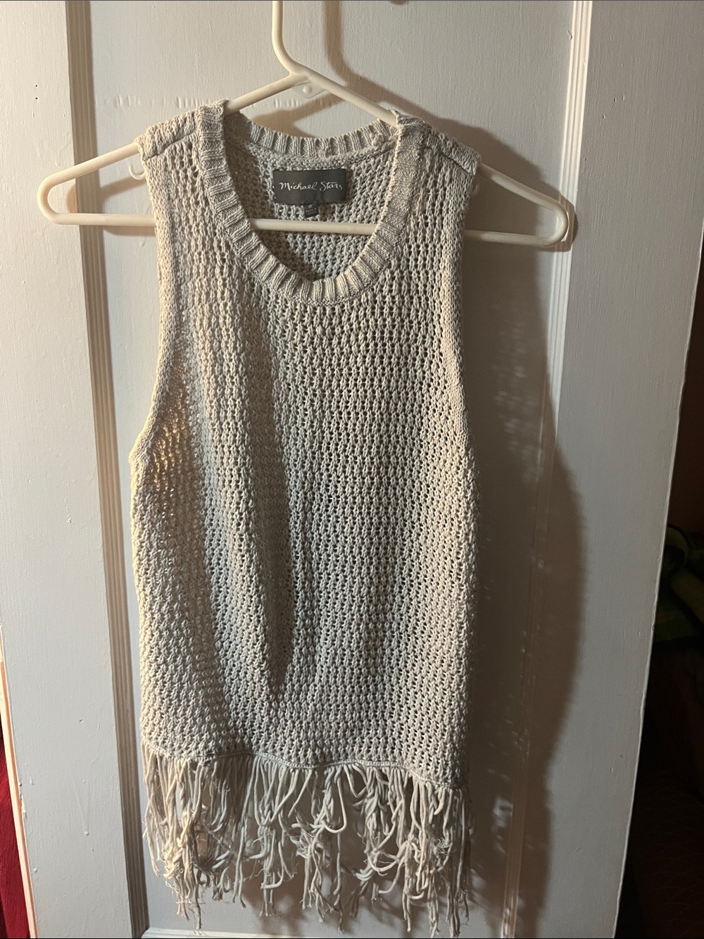 Michael Stars Cream Crochet Fringe Tank